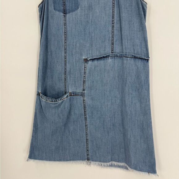 Zara Patchwork Sleeveless Denim Mini Dress | Small - Picture 6 of 8